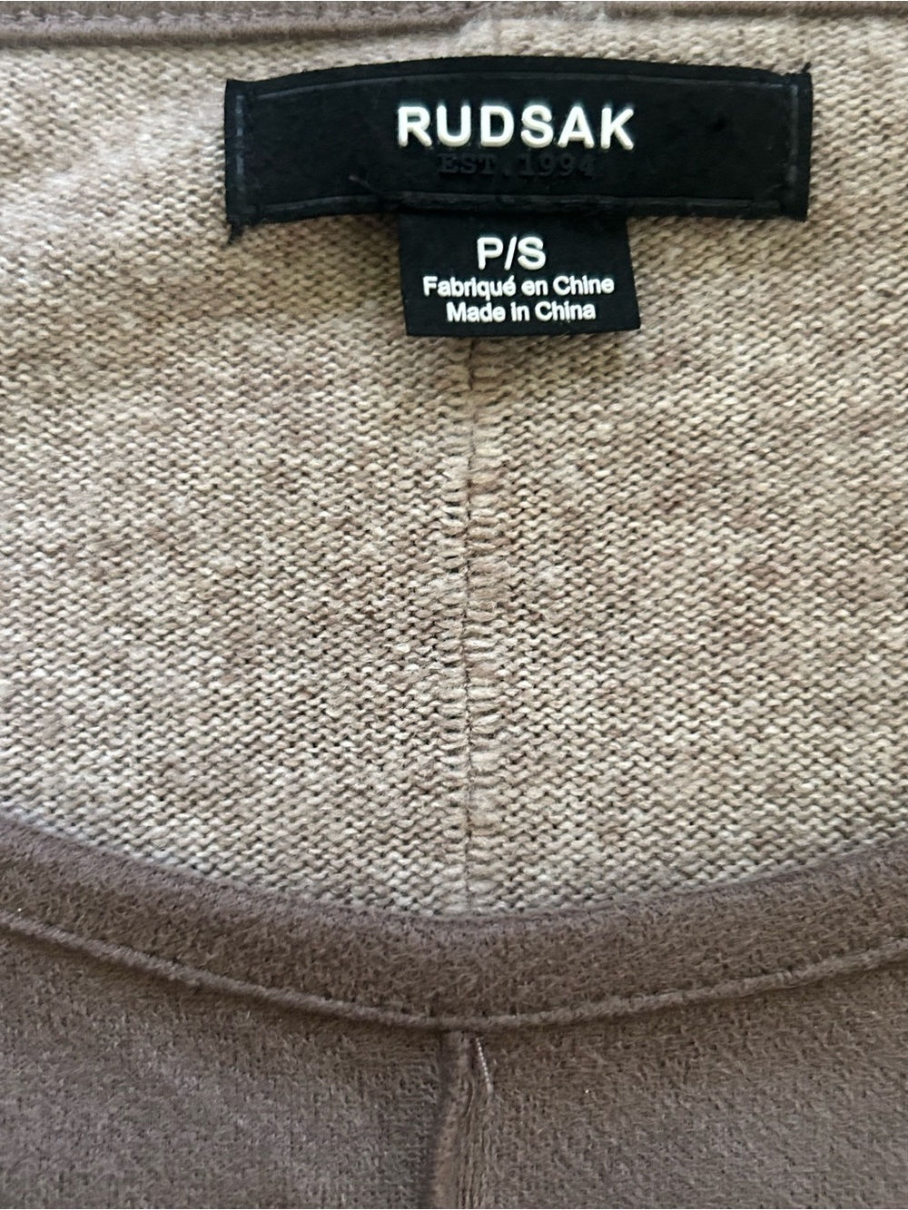 RUDSAK Women’s Taupe Faux Suede Sweater Dress Angora Blend - Picture 9 of 12